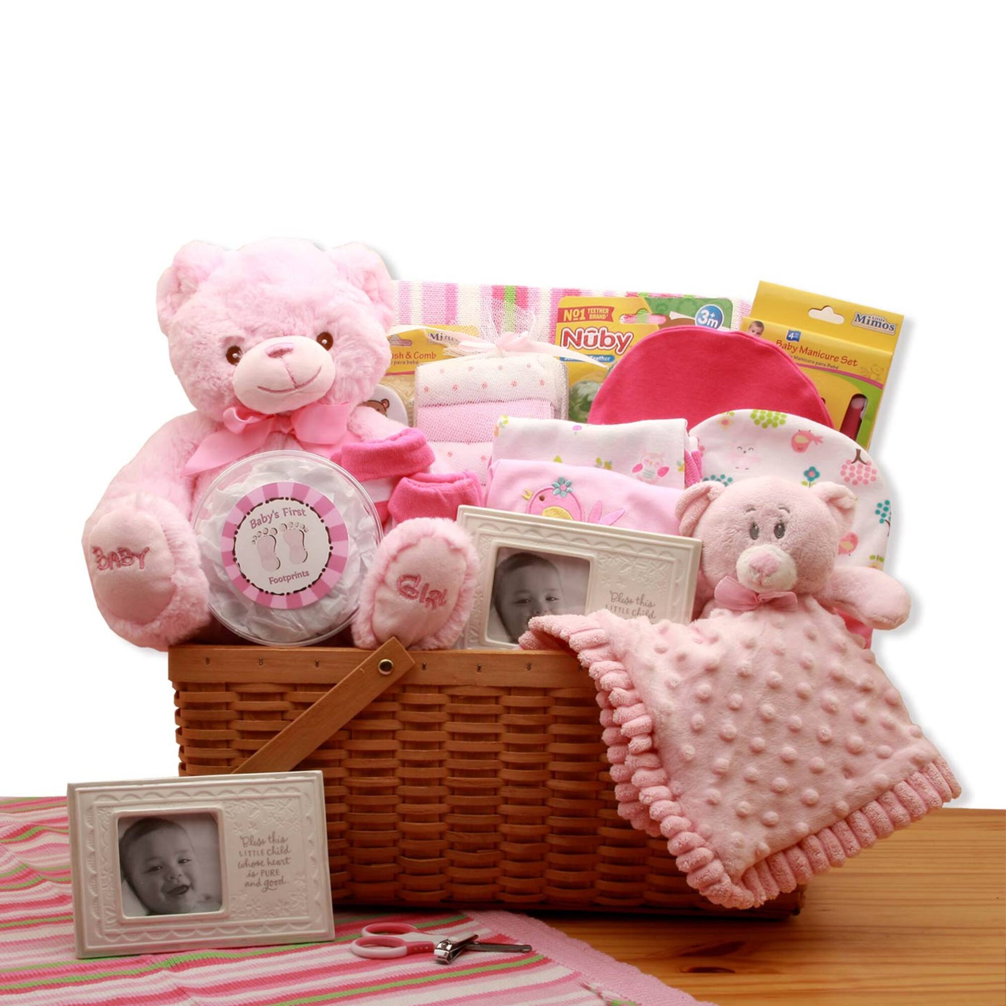 My First Teddy Bear New Baby Girl Gift Basket